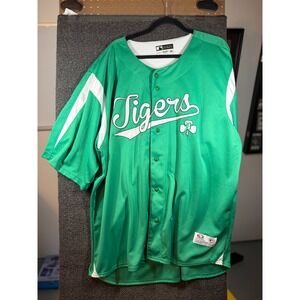 True Fan Baseball Jersey Mens 2XL Green Detroit Tigers St Patricks Day MLB 352